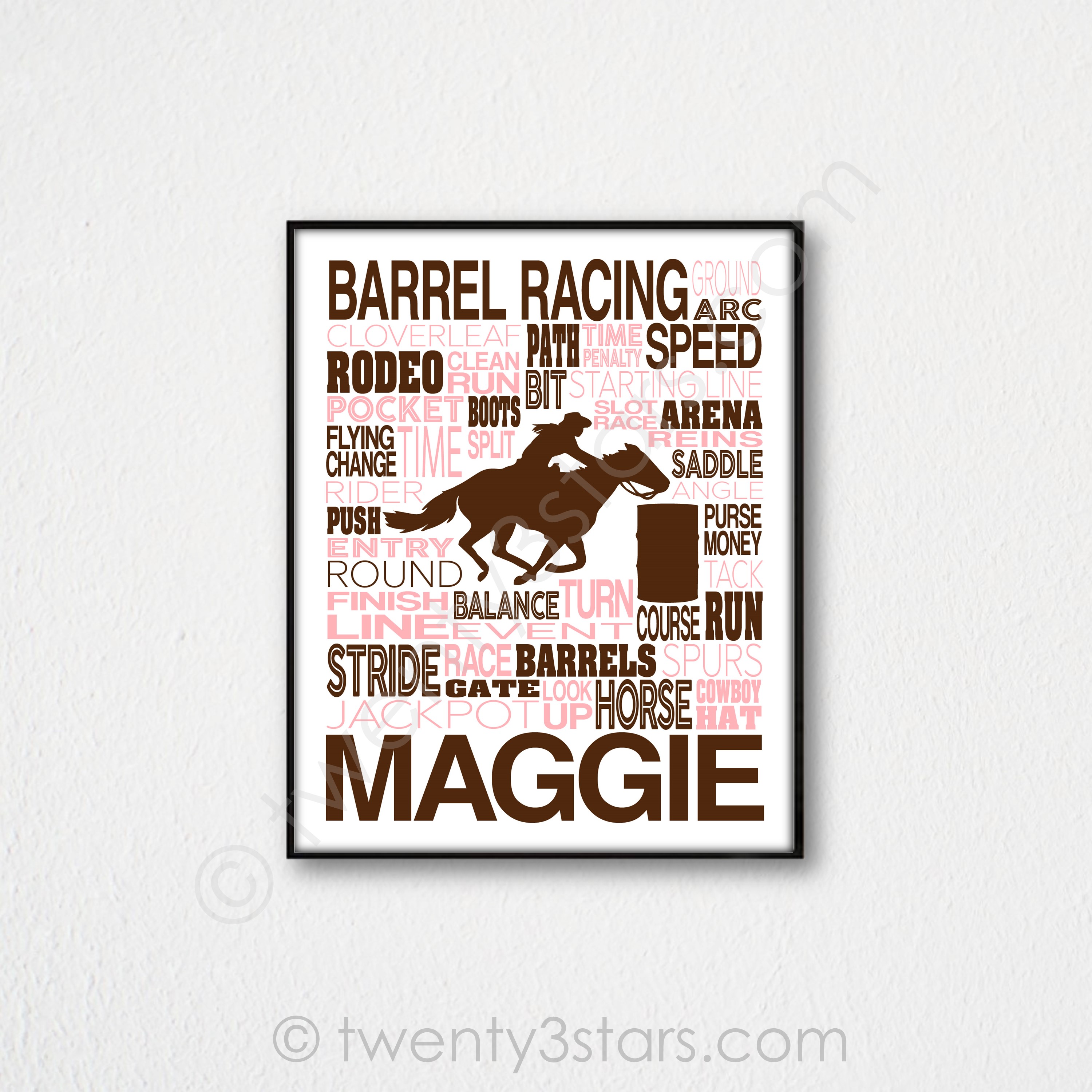 Barrel Racing Typography Art