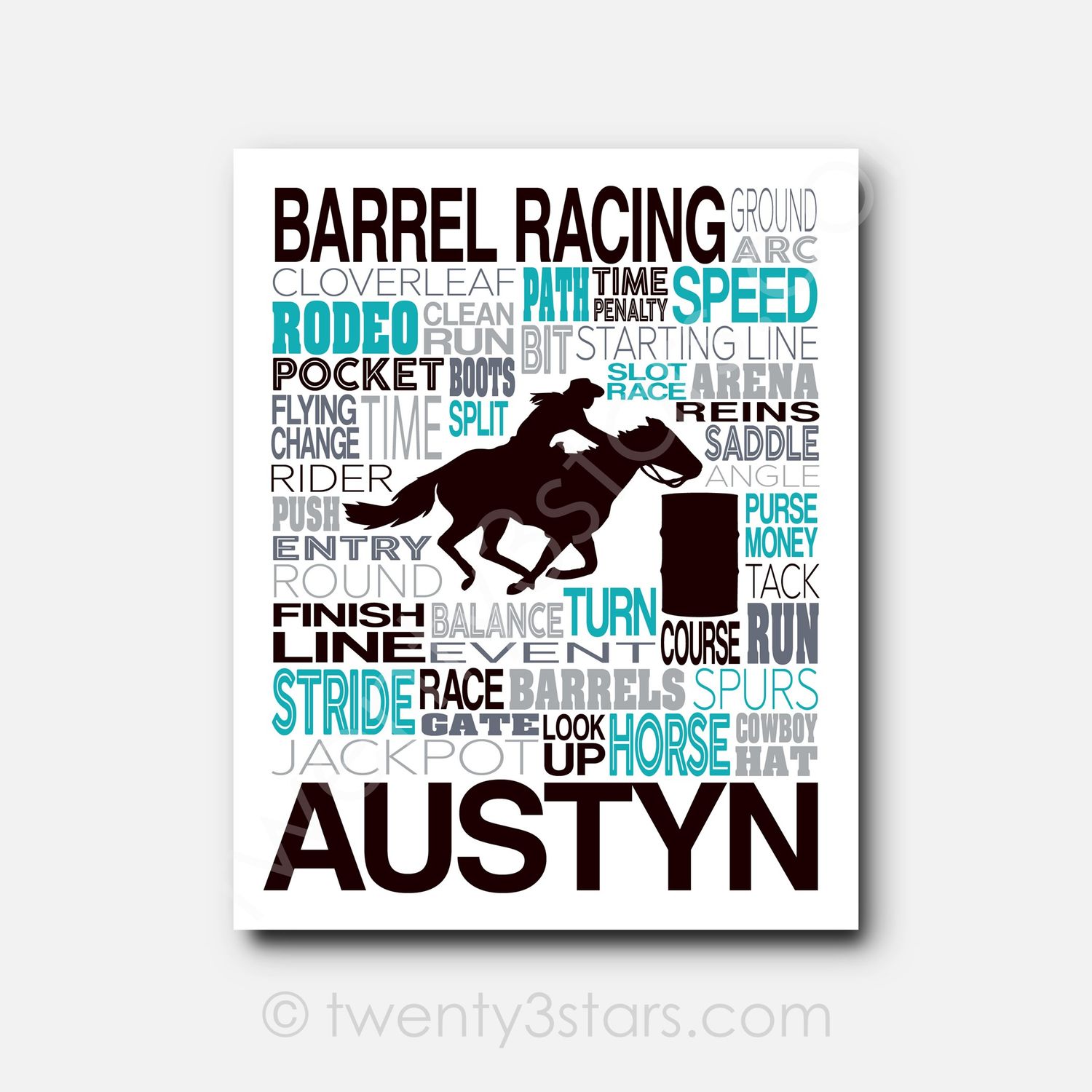 Barrel Racing Typography Art