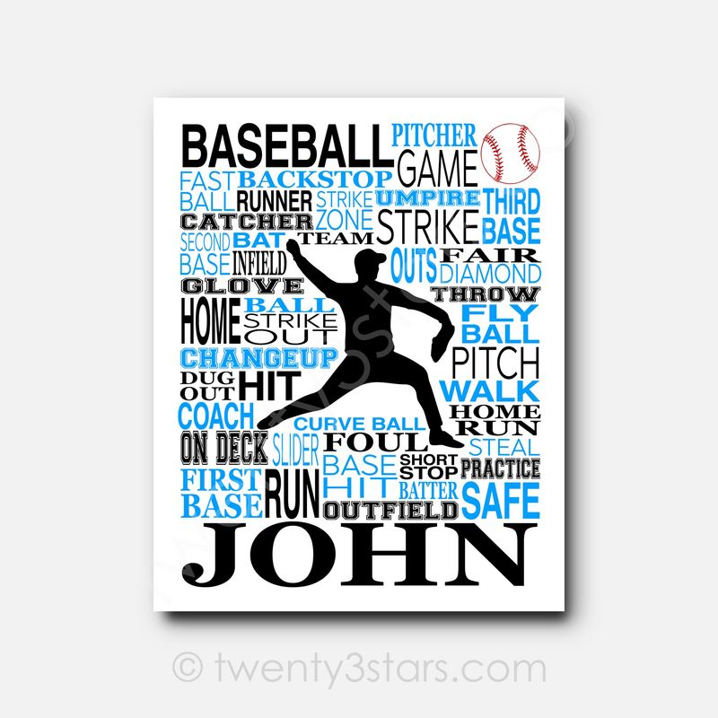 Baseball Pitcher Typography Art