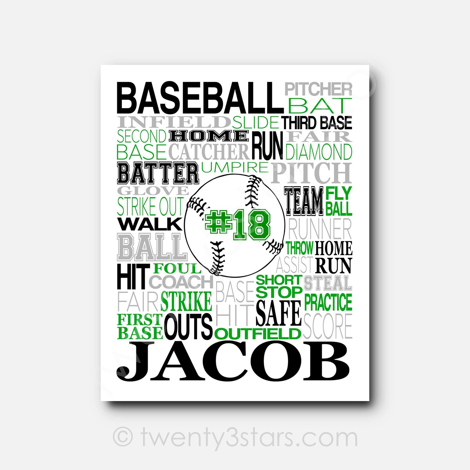 Baseball Ball Typography Wall Art