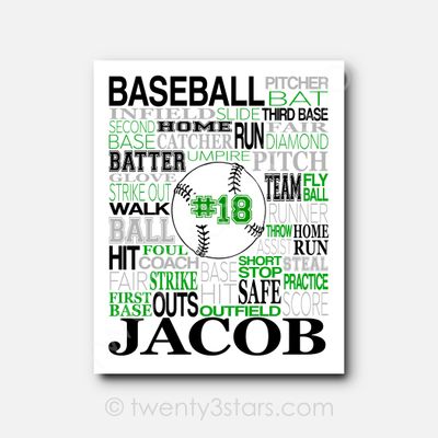 Baseball Ball Typography Wall Art Baseball Ball Typography Wall Art