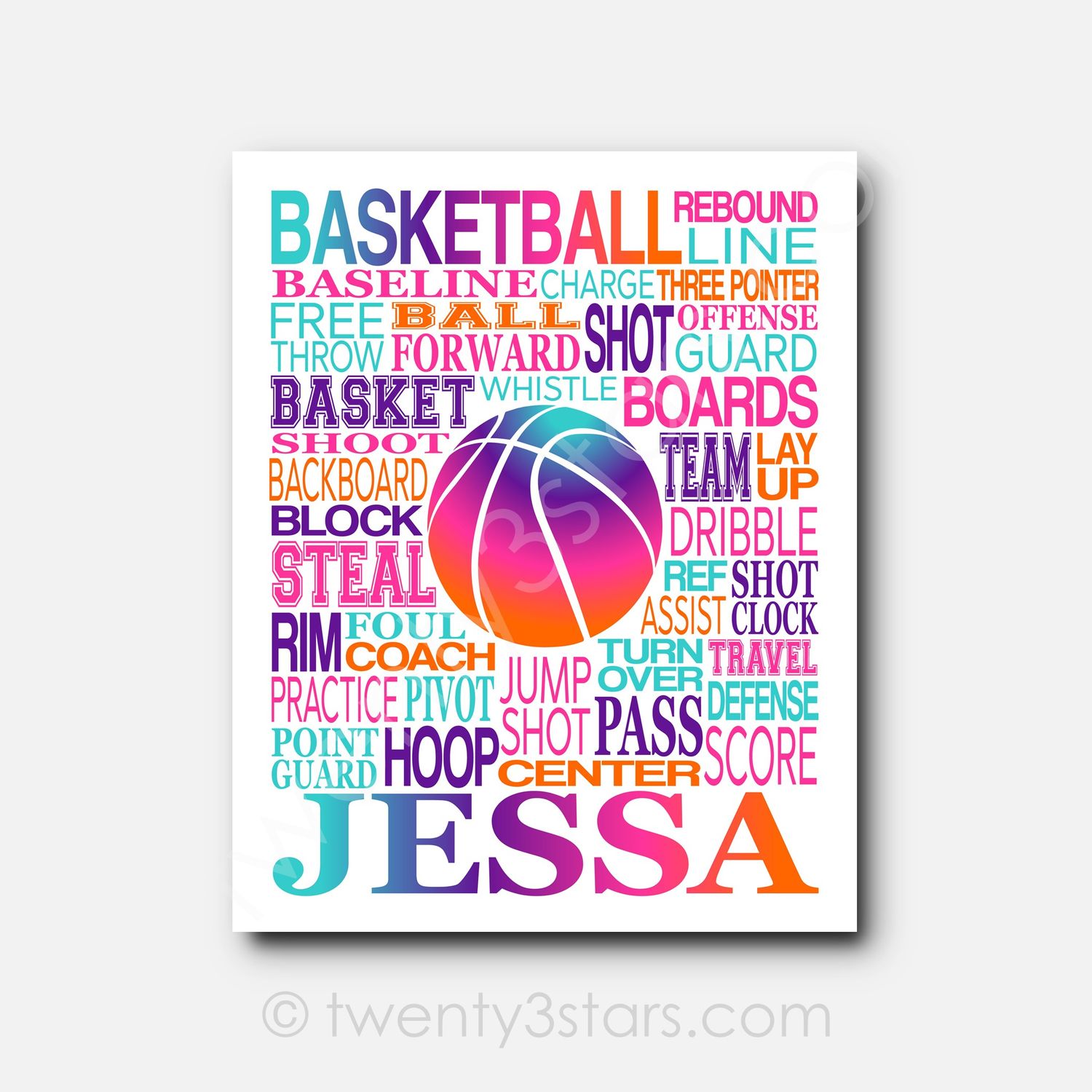Basketball Typography Wall Art