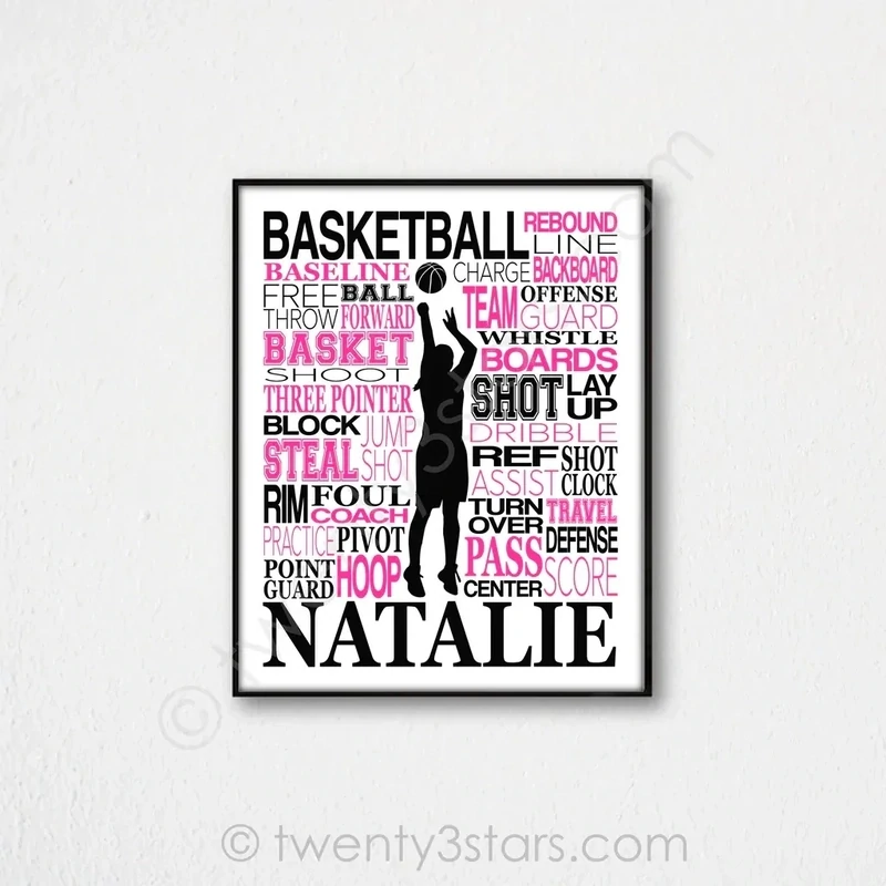 Girl's Basketball Typography Art
