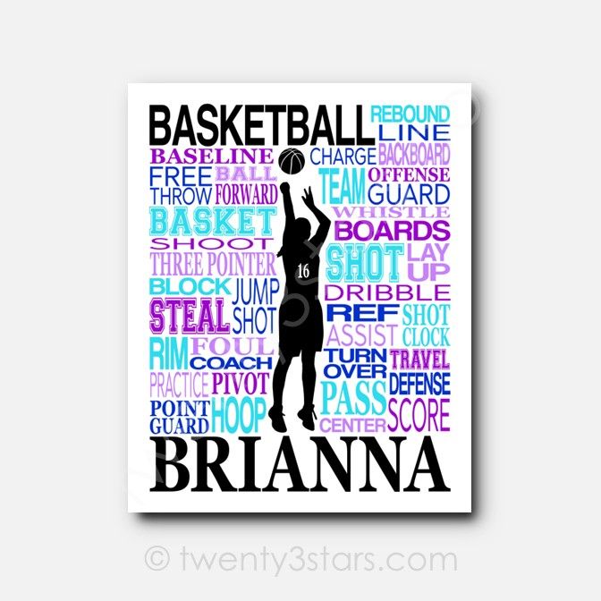 Girl's Basketball Typography Art