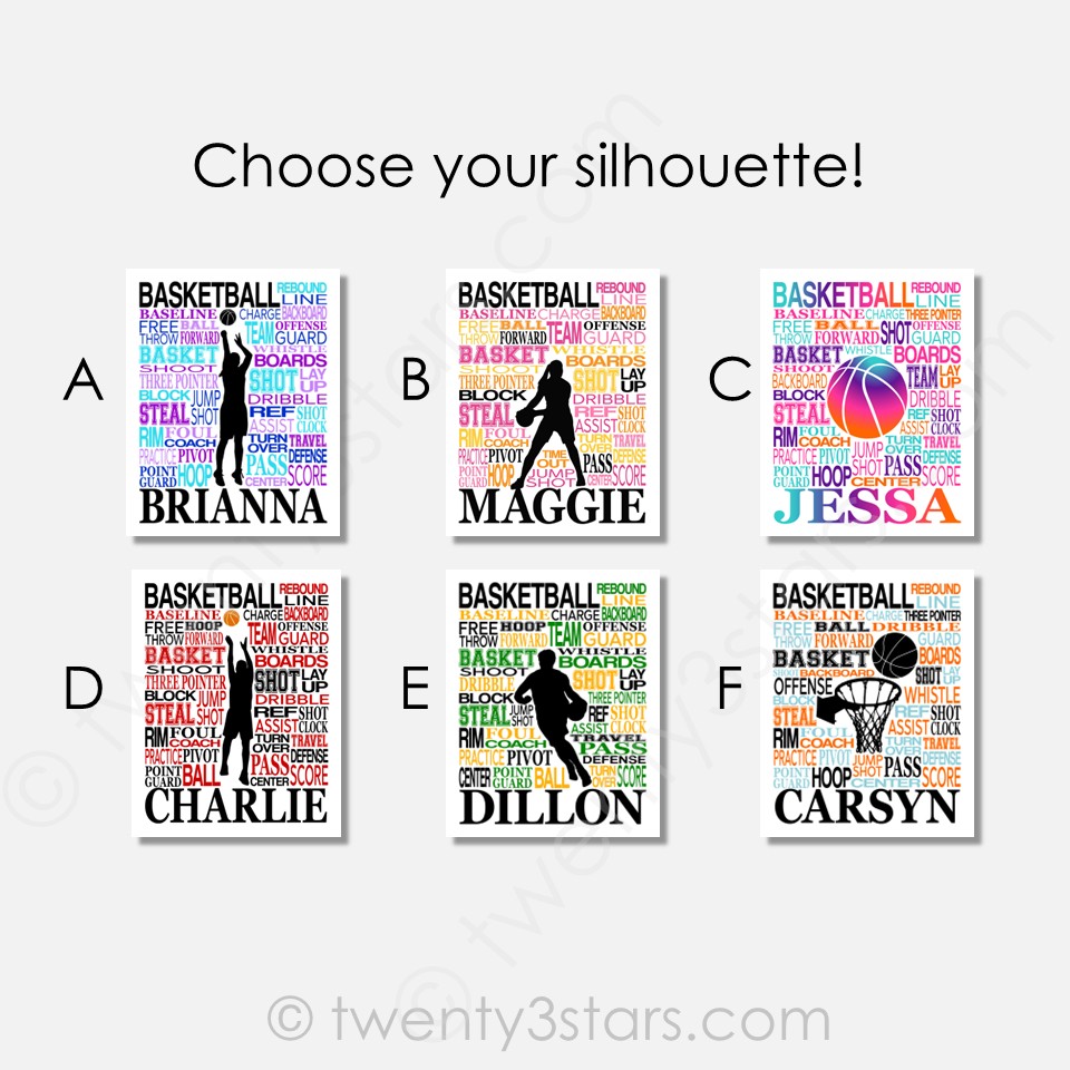 Girl's Basketball Typography Art