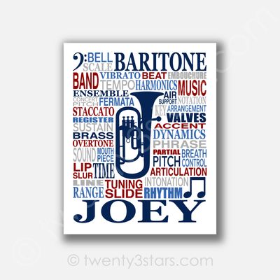 Baritone Typography Wall Art Baritone Typography Wall Art