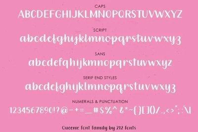 Queenie Script, Sans and Serif Handwritten Font Family (OTF) - by 212fonts
