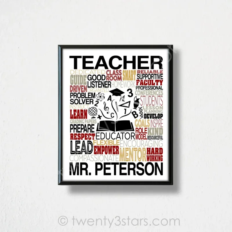 Teaching Words Typography Wall Art