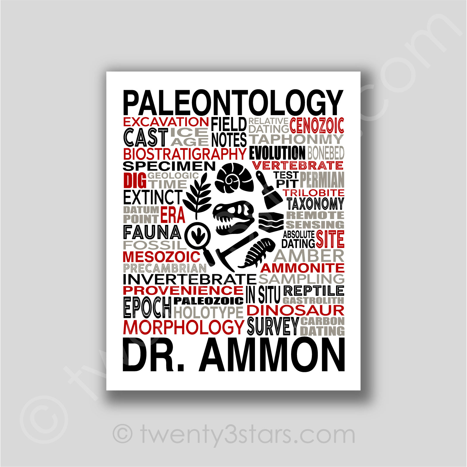 Paleontology Typography Wall Art