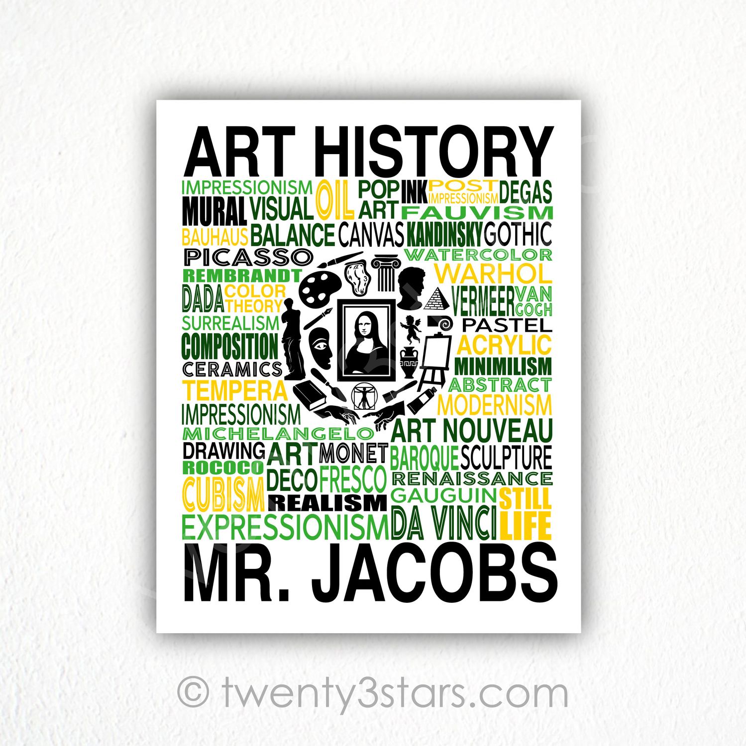 Art History Typography Wall Art Art History Typography Wall Art