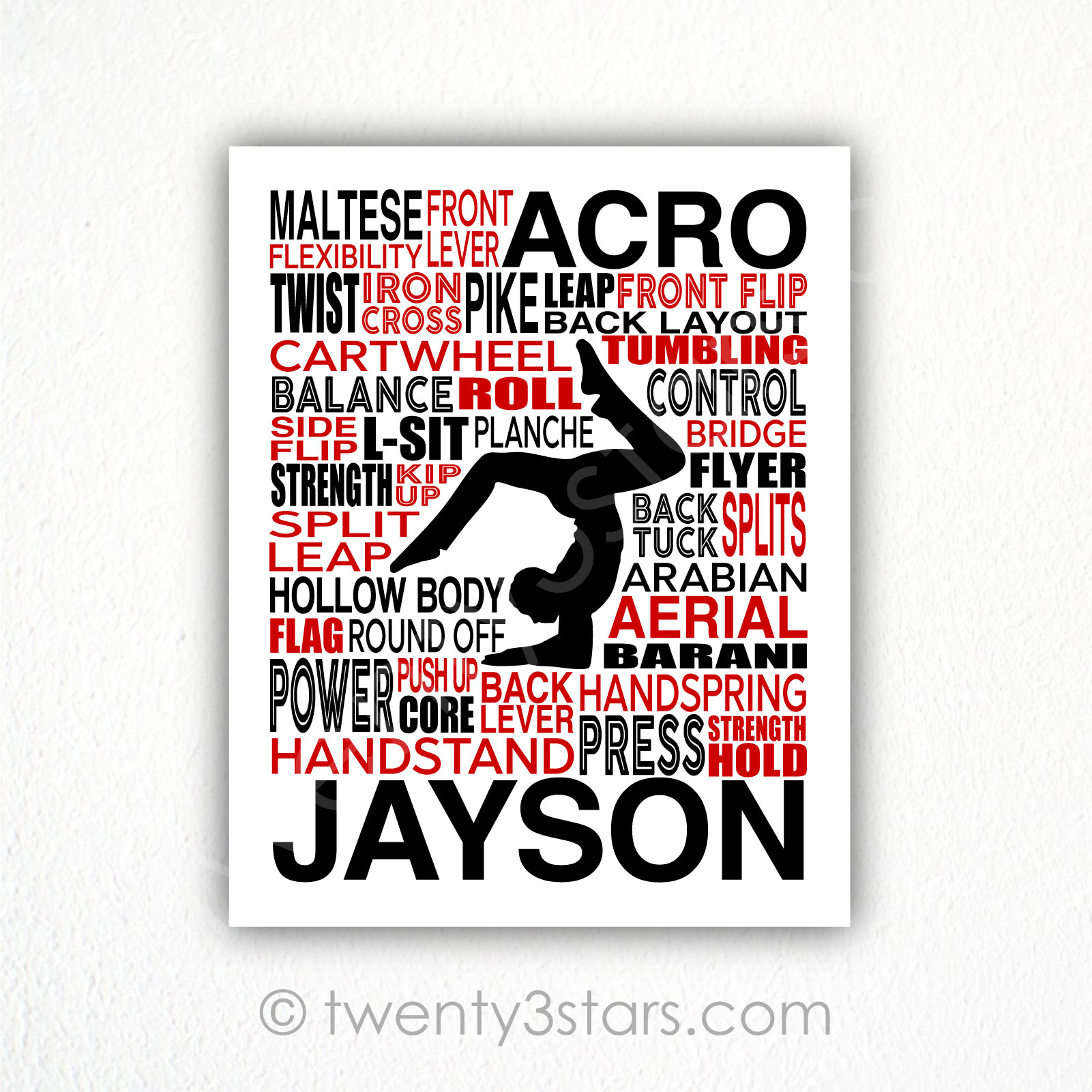 Boy's Acro Typography Wall Art