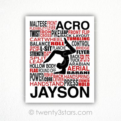 Boy's Acro Typography Wall Art