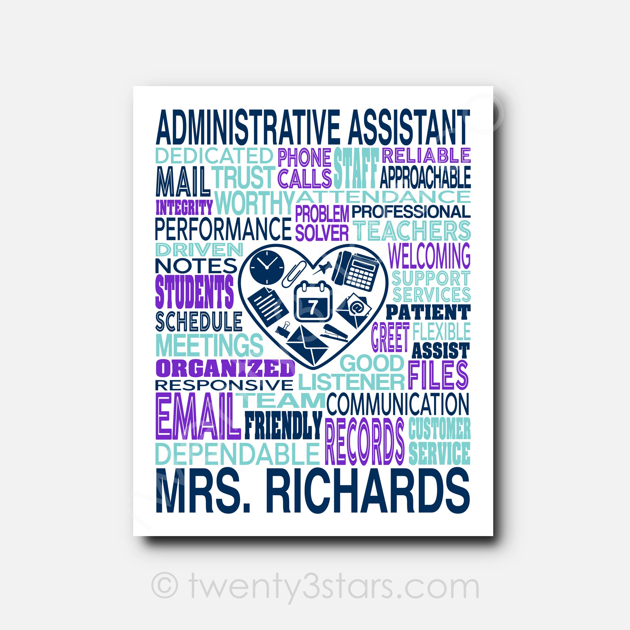 Administrative Assistant Typography Wall Art