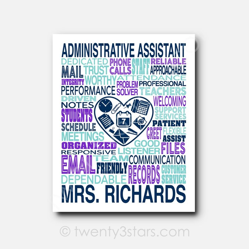 Administrative Assistant Typography Wall Art