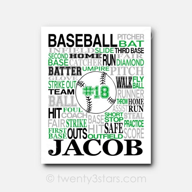 Baseball Ball Typography Wall Art