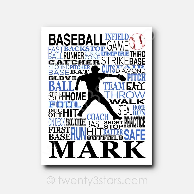 Baseball Pitcher Typography Art