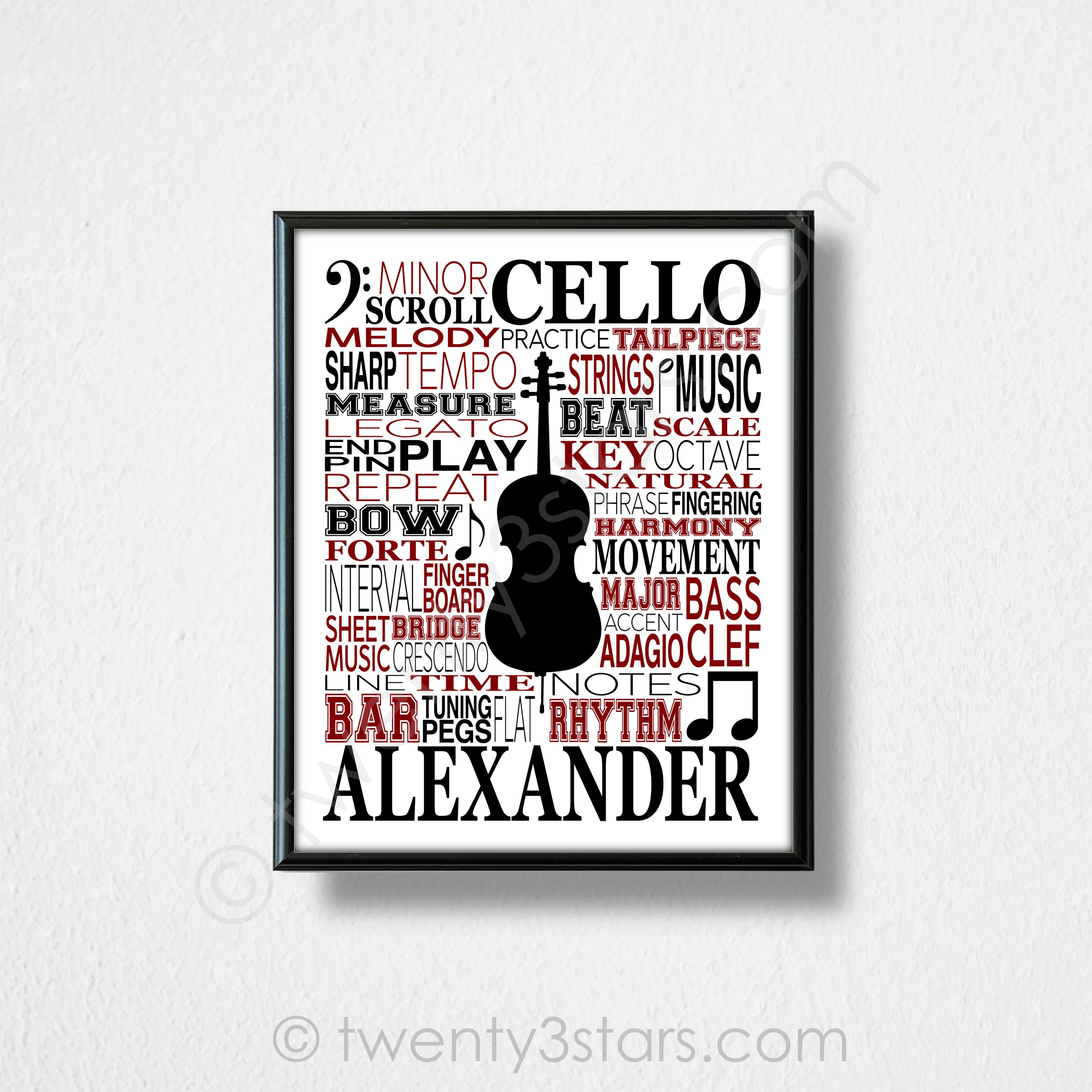 Cello Typography Orchestra Wall Art