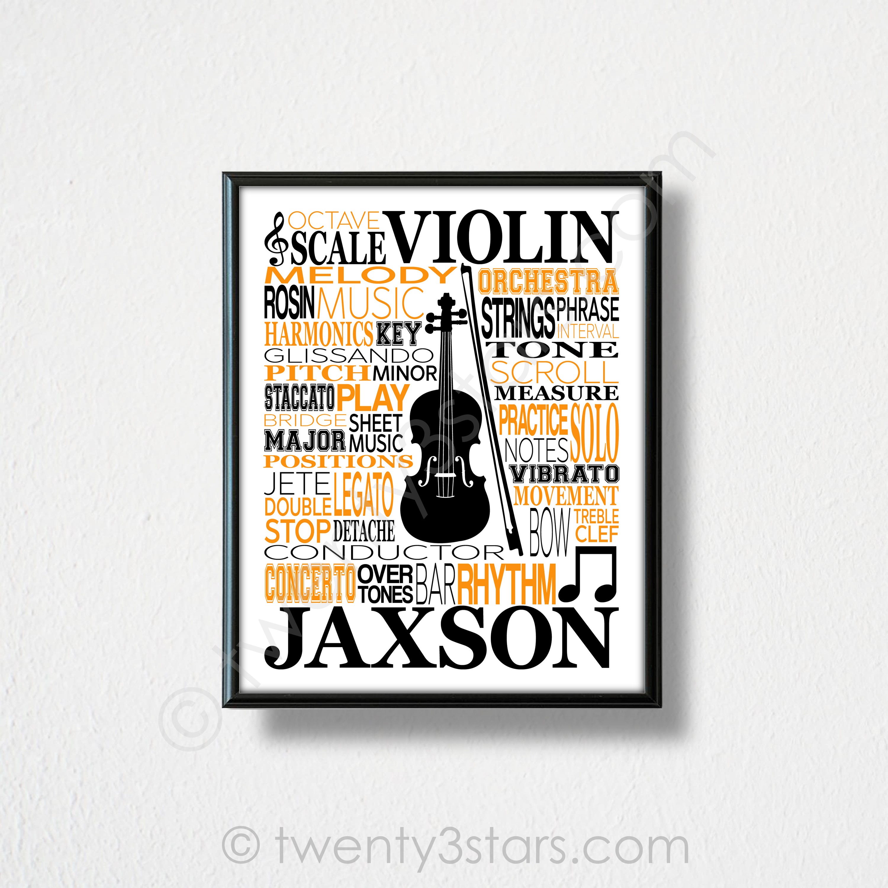 Violin Typography Orchestra Wall Art