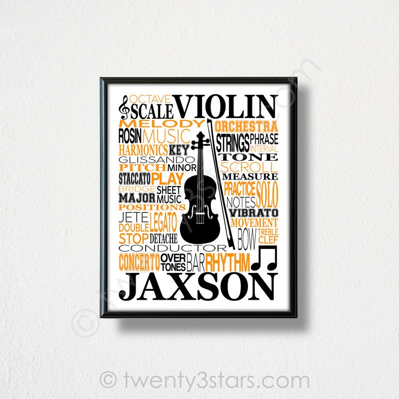 Violin Typography Orchestra Wall Art