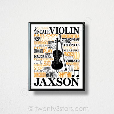 Violin Typography Orchestra Wall Art