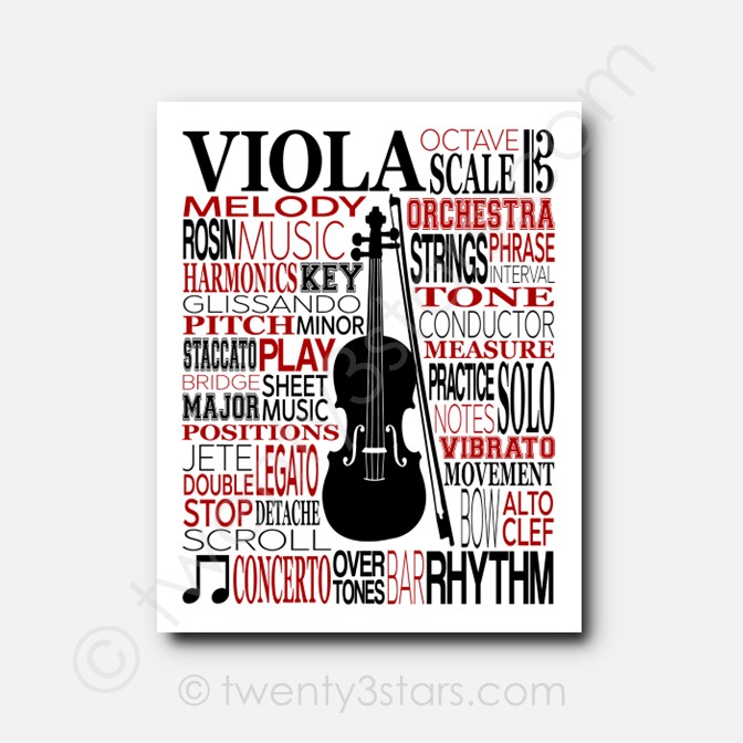 Viola Typography Orchestra Wall Art