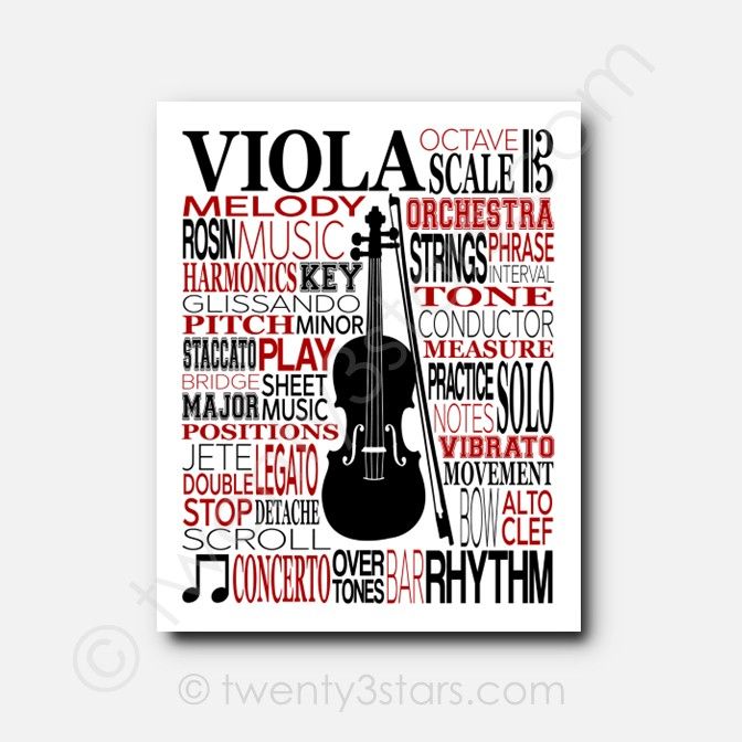 Viola Typography Orchestra Wall Art