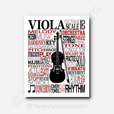 Viola Typography Orchestra Wall Art