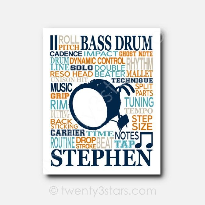 Bass Drum Typography Wall Art Bass Drum Typography Wall Art