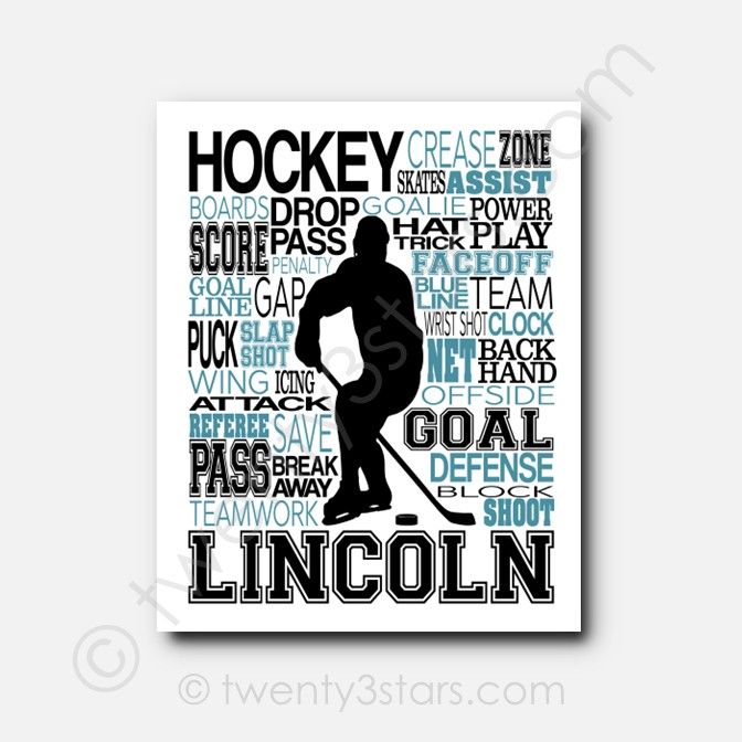 Hockey Player Typography Wall Art