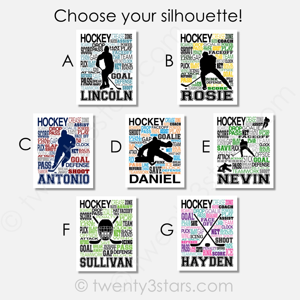 Hockey Player Typography Wall Art