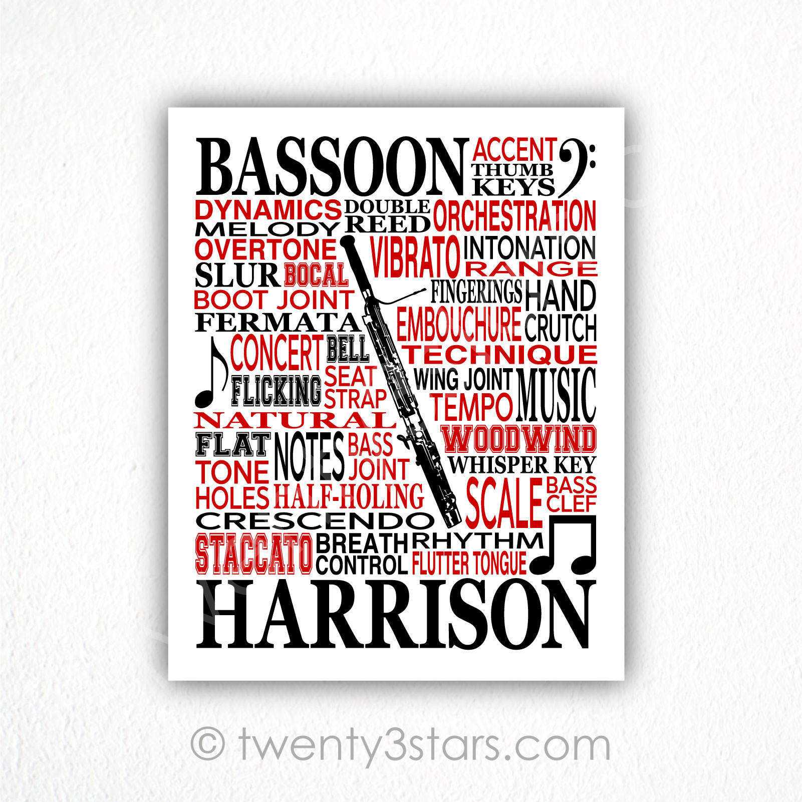 Bassoon Typography Wall Art