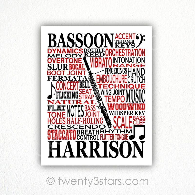 Bassoon Typography Wall Art