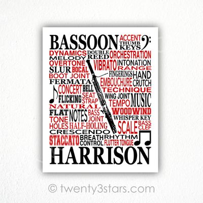 Bassoon Typography Wall Art