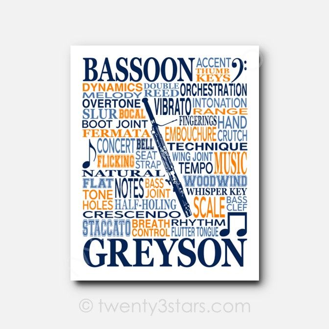Bassoon Typography Wall Art