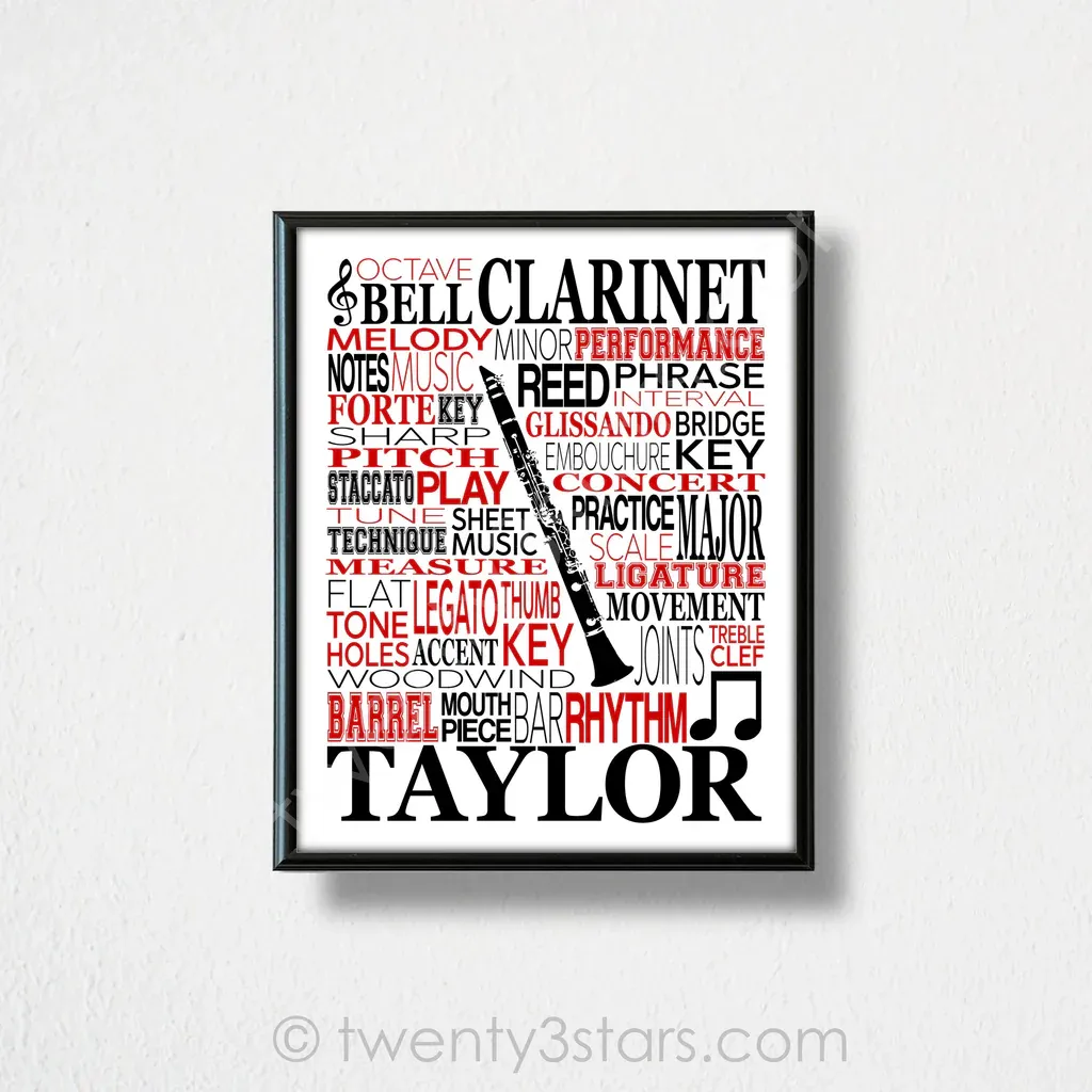 Clarinet Typography Wall Art