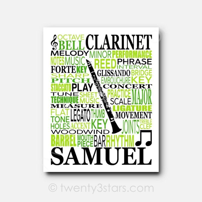 Clarinet Typography Wall Art