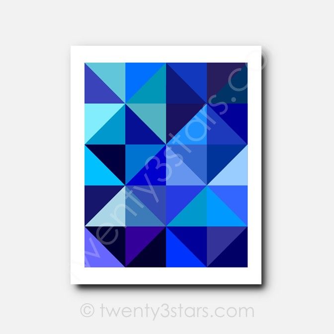 Blue Triangles Geometric Wall Art Blue Triangles Geometric Wall Art