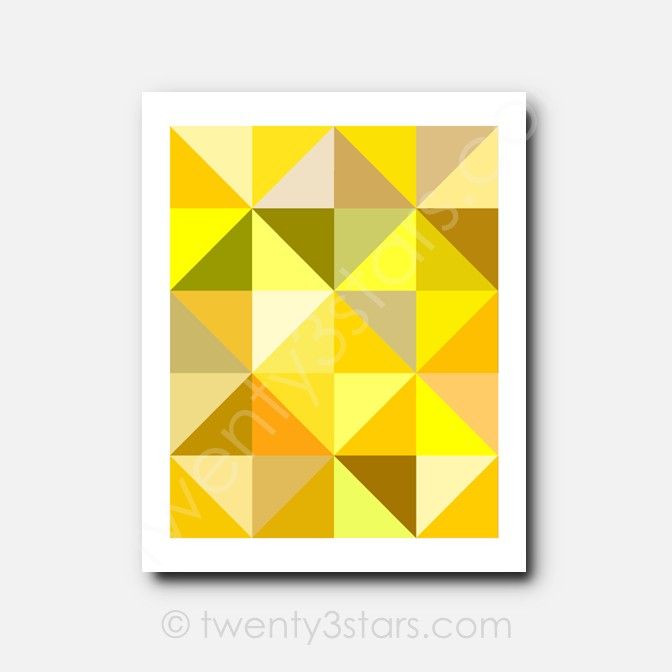 Yellow Triangles Geometric Wall Art Yellow Triangles Geometric Wall Art