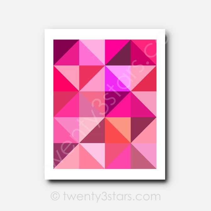 Pink Triangles Geometric Wall Art Pink Triangles Geometric Wall Art