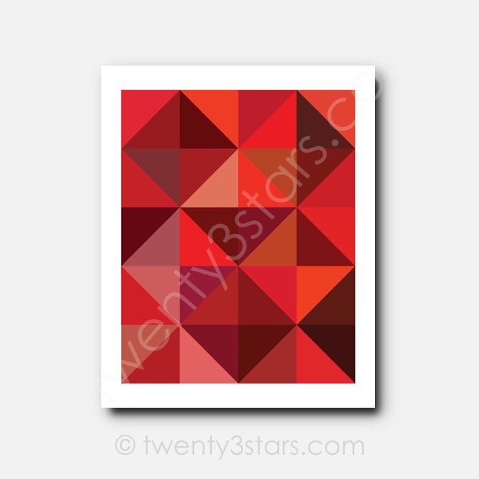 Red Triangles Geometric Wall Art Red Triangles Geometric Wall Art