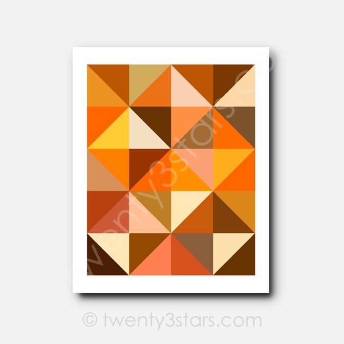 Orange Triangles Geometric Wall Art