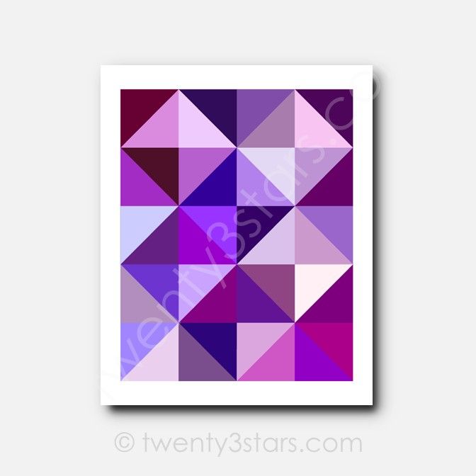 Purple Triangles Geometric Wall Art Purple Triangles Geometric Wall Art