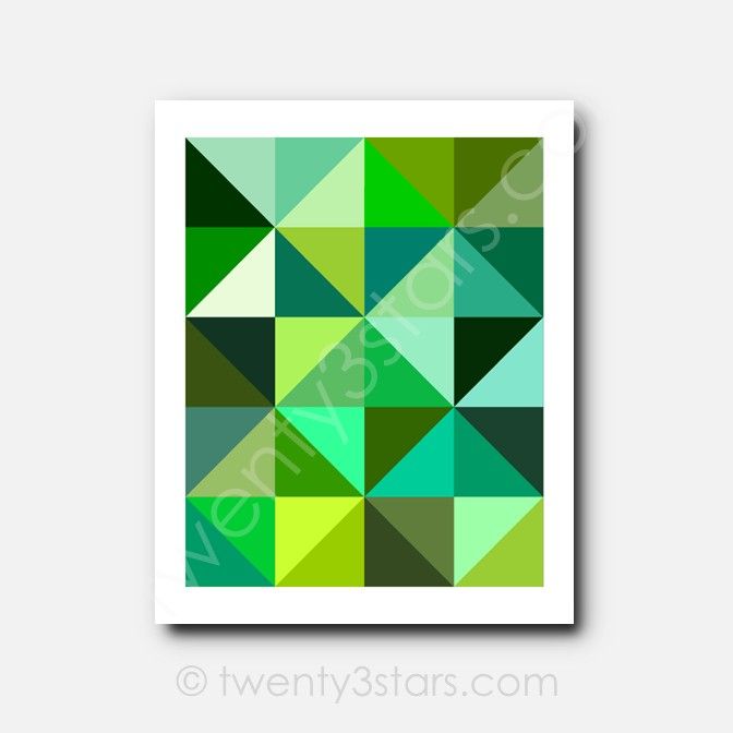 Green Triangles Geometric Wall Art