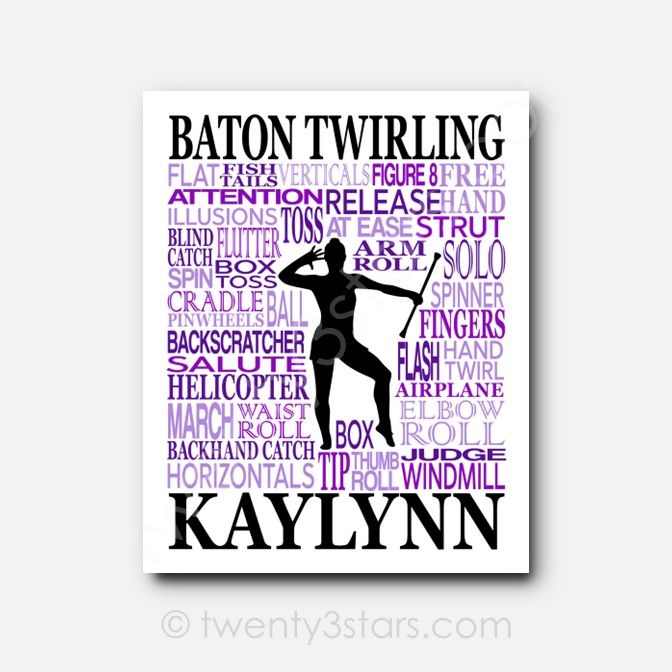 Baton Twirler Typography Wall Art Baton Twirler Typography Wall Art