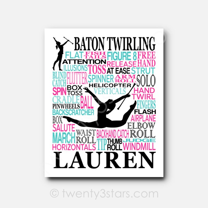 Baton Twirler Typography Wall Art