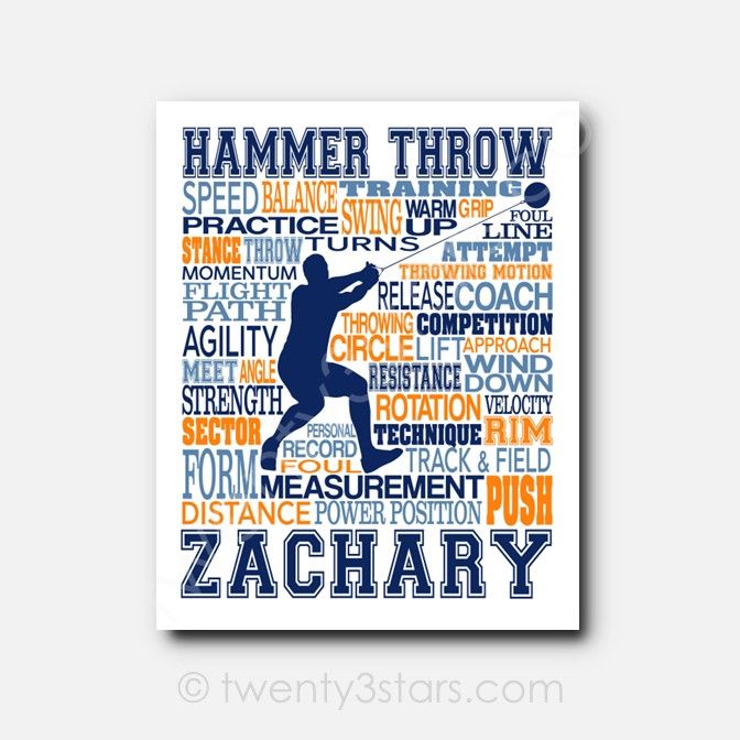 Hammer Throw Track & Field Typography Art