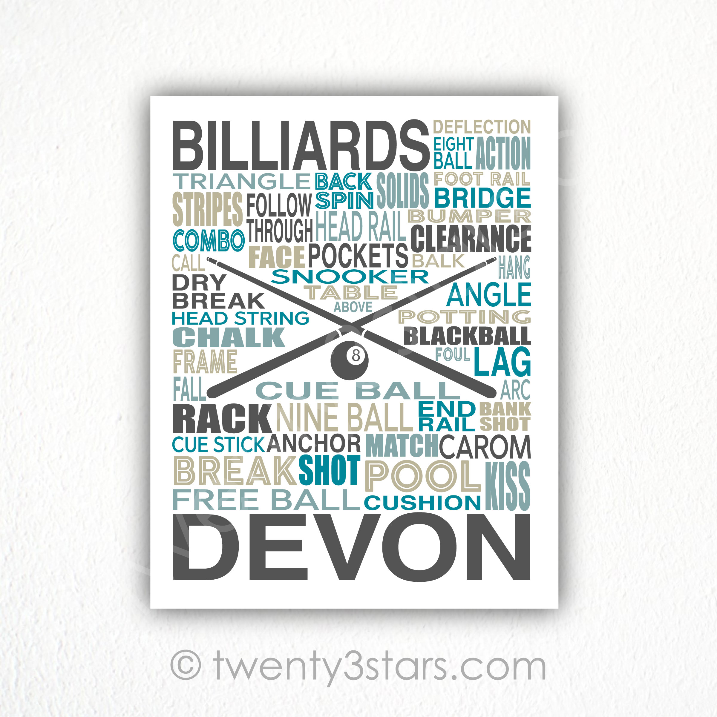 Billiards Typography Wall Art