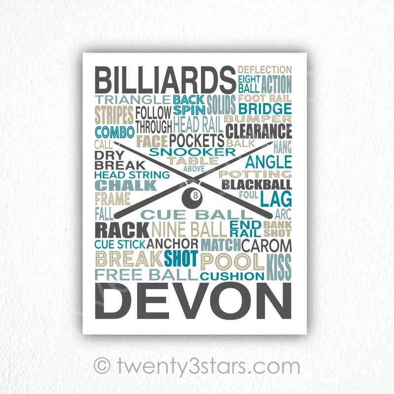 Billiards Typography Wall Art