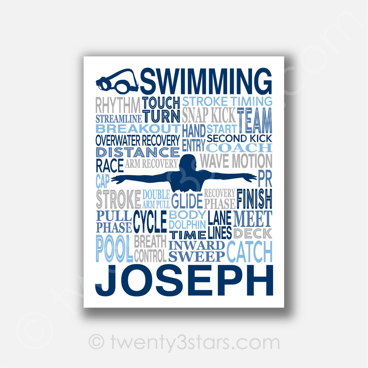 Butterfly Swimming Typography Wall Art