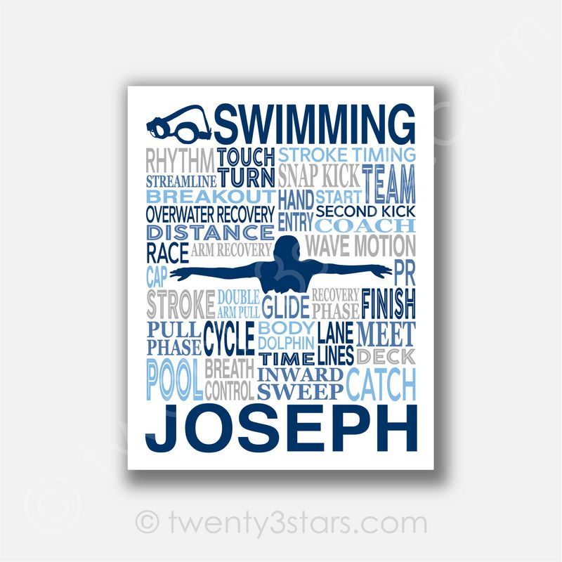 Butterfly Swimming Typography Wall Art